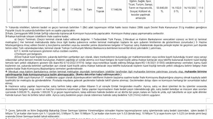 Çemişgezek Kaymakamlığı Millî Emlak Şefliği