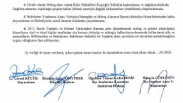 Toplantı yürüyüş ve gösteri güzergahı